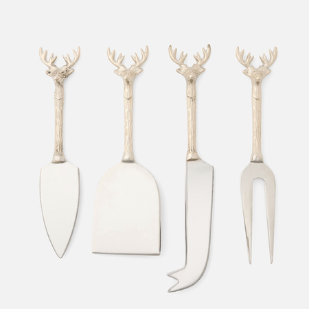 Blue Pheasant DASH, Polished Silver, Set of 4 Cheese Knives, Stainless Steel