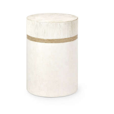 Palecek Cienaga White Stonecast Drink Table 13"D X 18.75"H