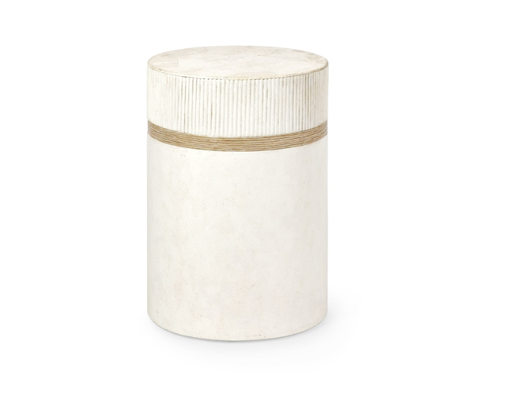 Palecek Cienaga White Stonecast Drink Table 13"D X 18.75"H