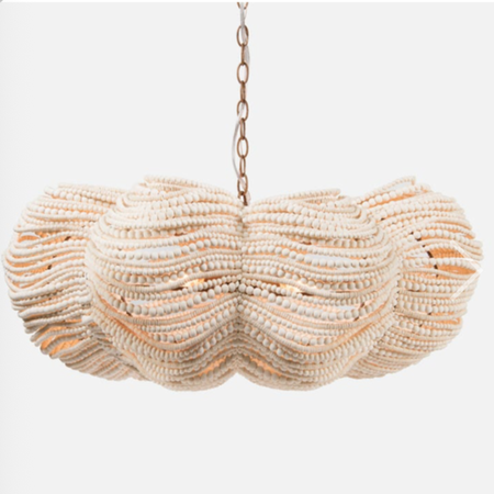 Made Goods KIRA, 32"Dx13"H, White, Wood Beads