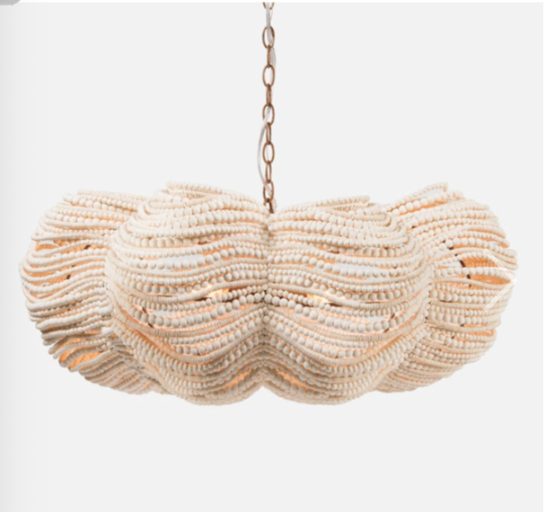 Made Goods KIRA, 32"Dx13"H, White, Wood Beads