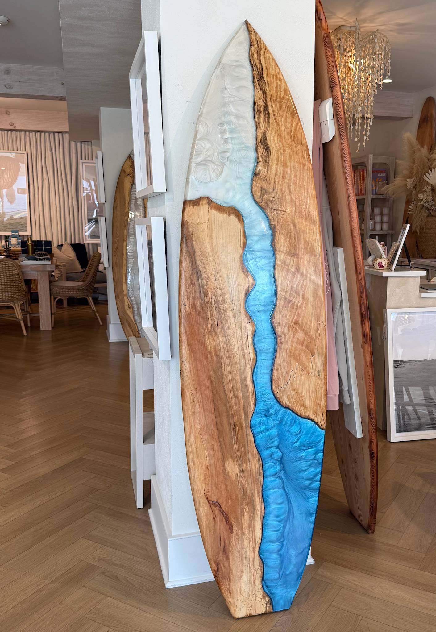 Chuck Romer Custom Maple Wood Board w Ombre Resin 82" x 21"