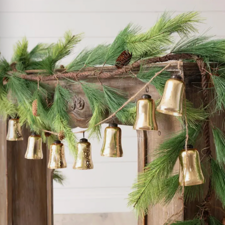 Audrey's Home & Gift Gold Mercury Glass Bells Garland