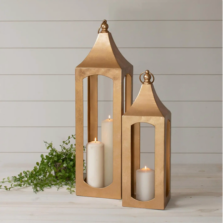 Audrey's Home & Gift Metallic Gold Lanterns - Set of 2