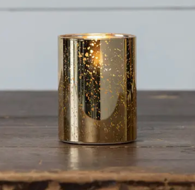 Ragon House 4" Gold Mercury Glass 3D Flame Candle