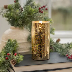 Ragon House 6" Gold Mercury Glass 3D Flame Candle