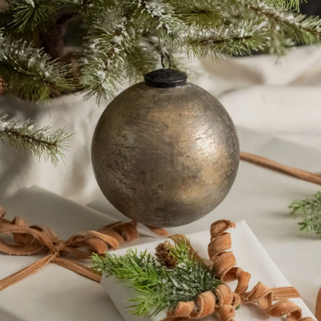 Ragon House 6" Silver Crackle Kugel Ornament