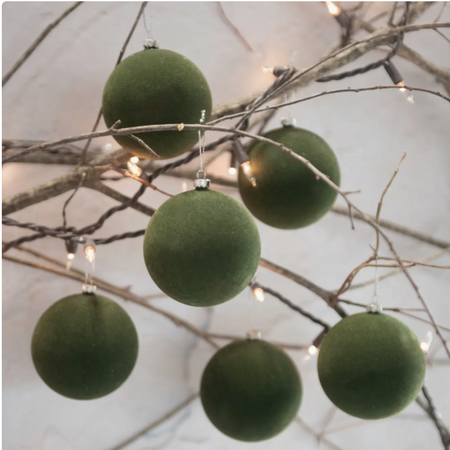 Ragon House 3.25" Forest Flocked Ornament - Set of 6