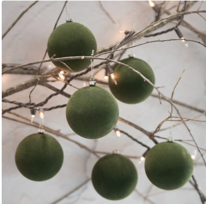 Ragon House 3.25" Forest Flocked Ornament - Set of 6