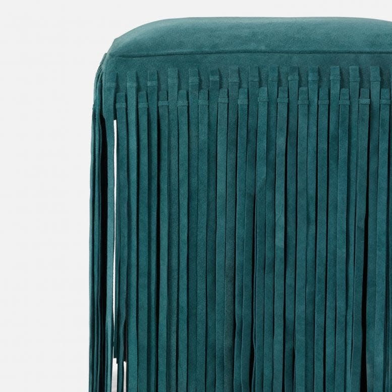 Made Goods Hallie Fringe Suede Stool Jade Suede