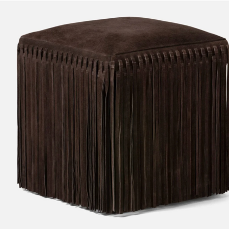 Made Goods Hallie Fringe Suede Stool Chocolate Suede