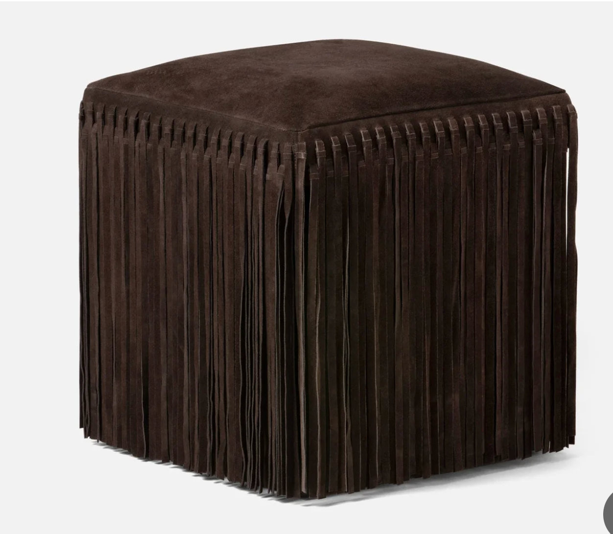 Made Goods Hallie Fringe Suede Stool Chocolate Suede