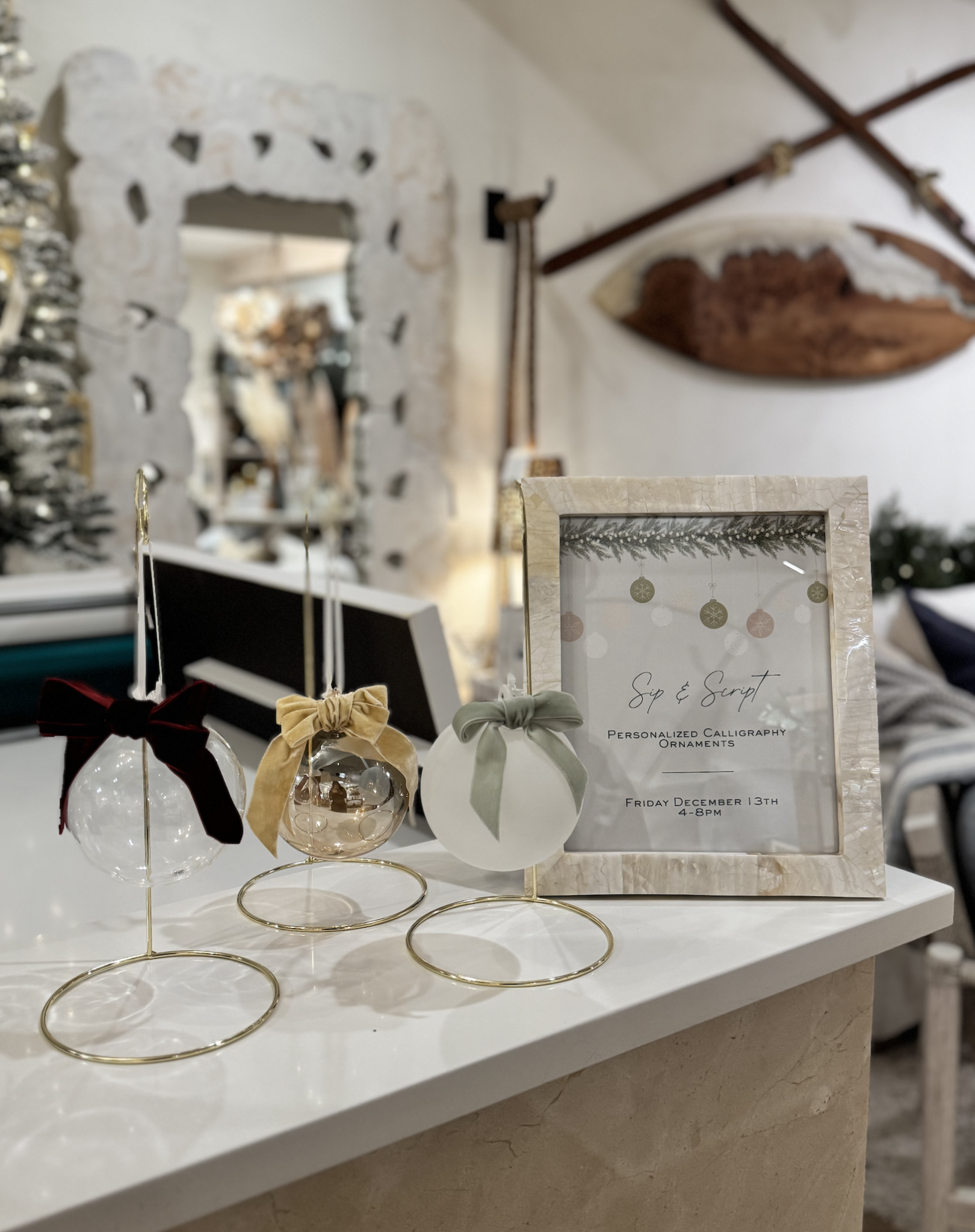 Saltwater House Calligraphy Gold Ornament