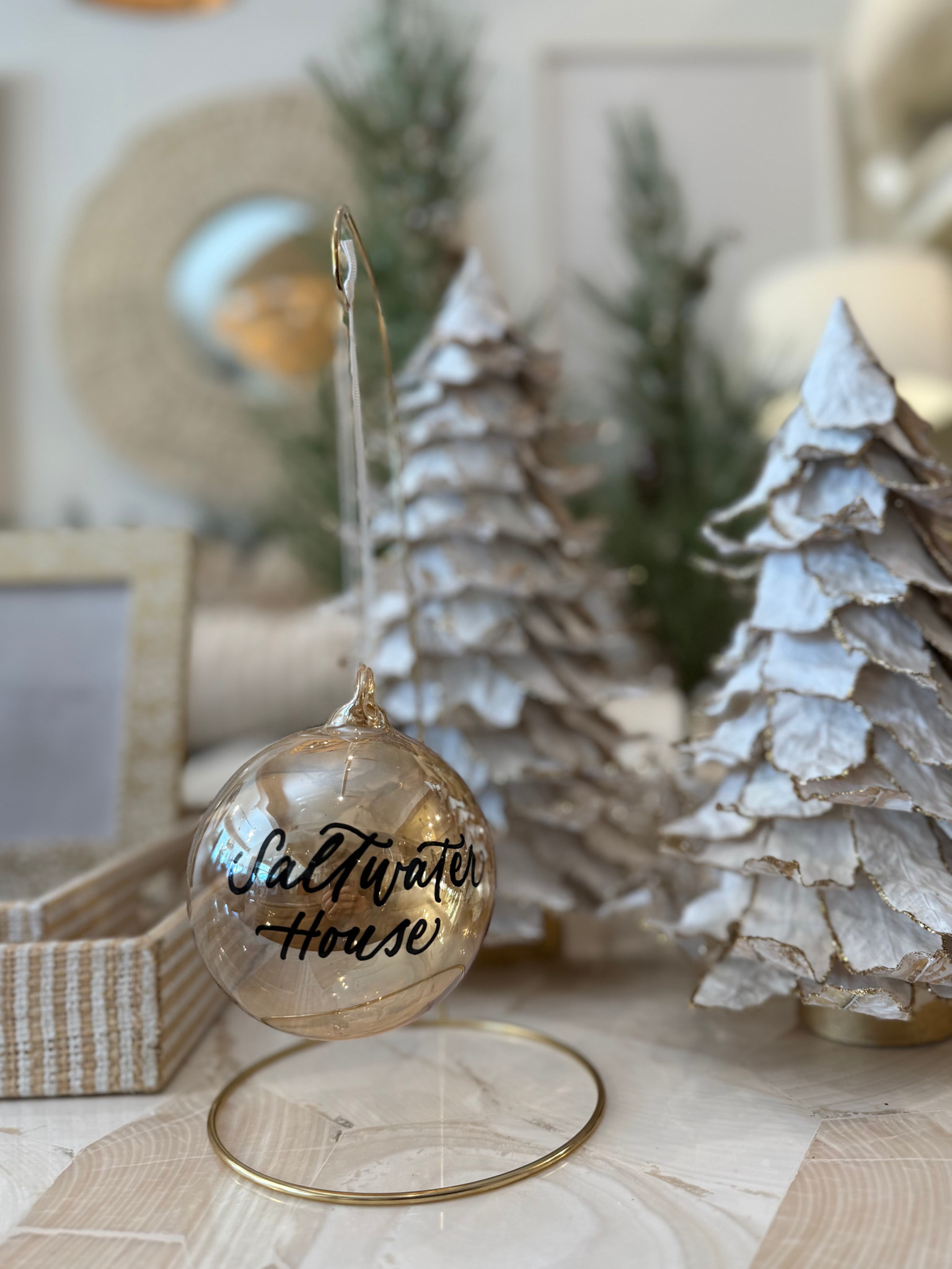 Saltwater House Calligraphy Gold Ornament