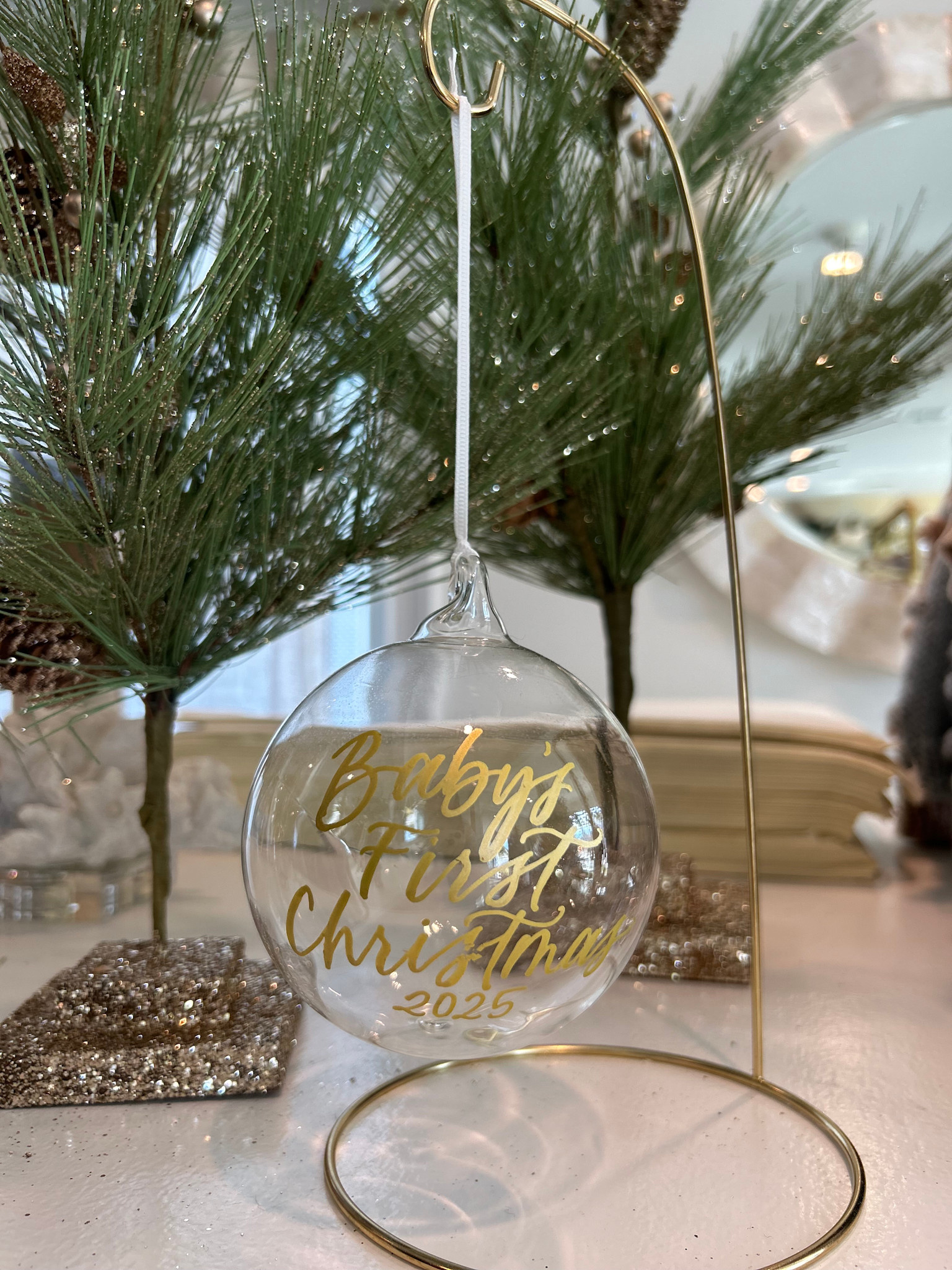 Saltwater House Calligraphy Clear Ornament