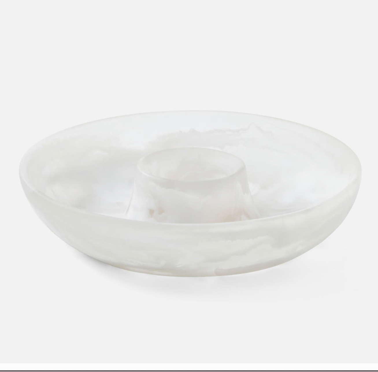 Blue Pheasant HUGO, White Swirled, Chip and Dip Bowl, Resin