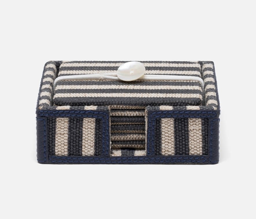 Blue Pheasant MARTELLO, Navy/Natural, Striped, Coaster Set of 6