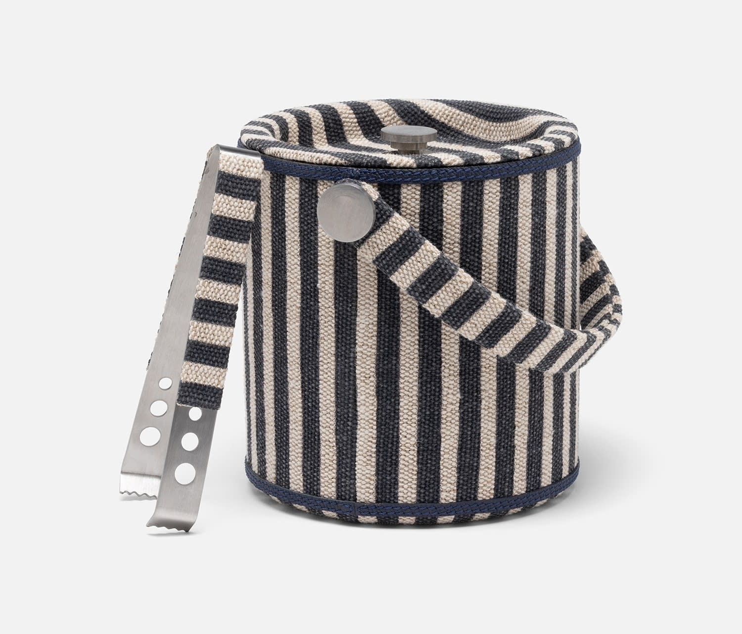 Blue Pheasant MARTELLO, Navy/Natural, Striped, Silver, Ice Bucket W/ Tongs