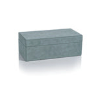 Zodax Suede Lux Box - Cote d'Azur Blue Rectangle