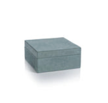 Zodax Suede Lux Box - Cote d'Azur Blue Square