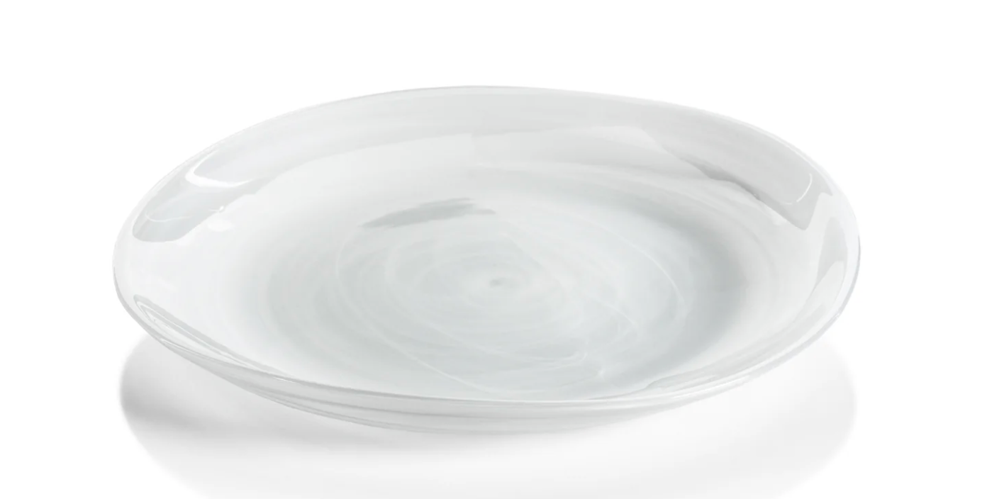 Zodax Monte Carlo Alabaster Glass Plate - White - Medium