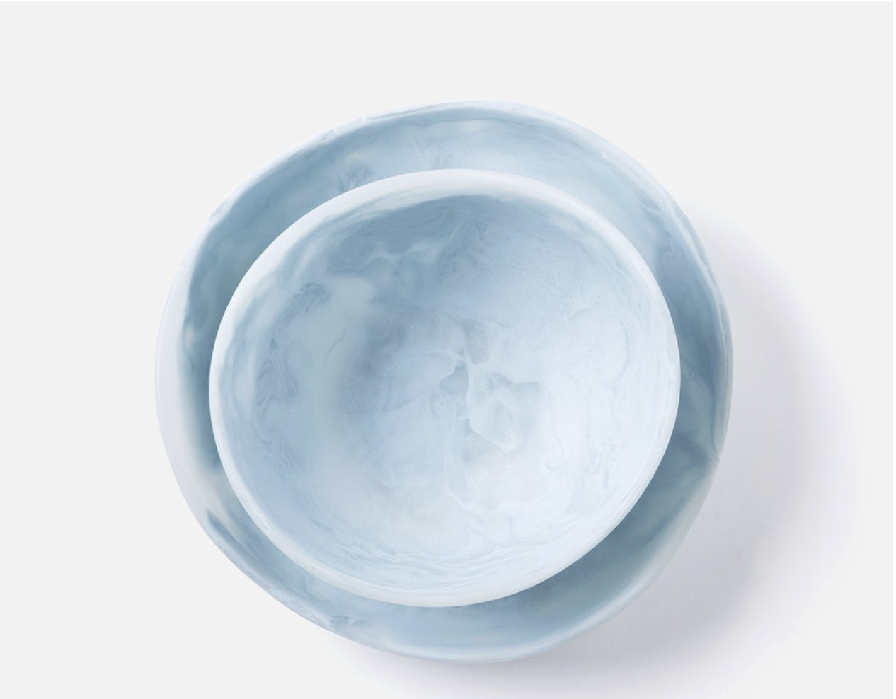 Blue Pheasant MAZZY, Pastel Blue Swirled, Serving Bowls, Resin, Set/2