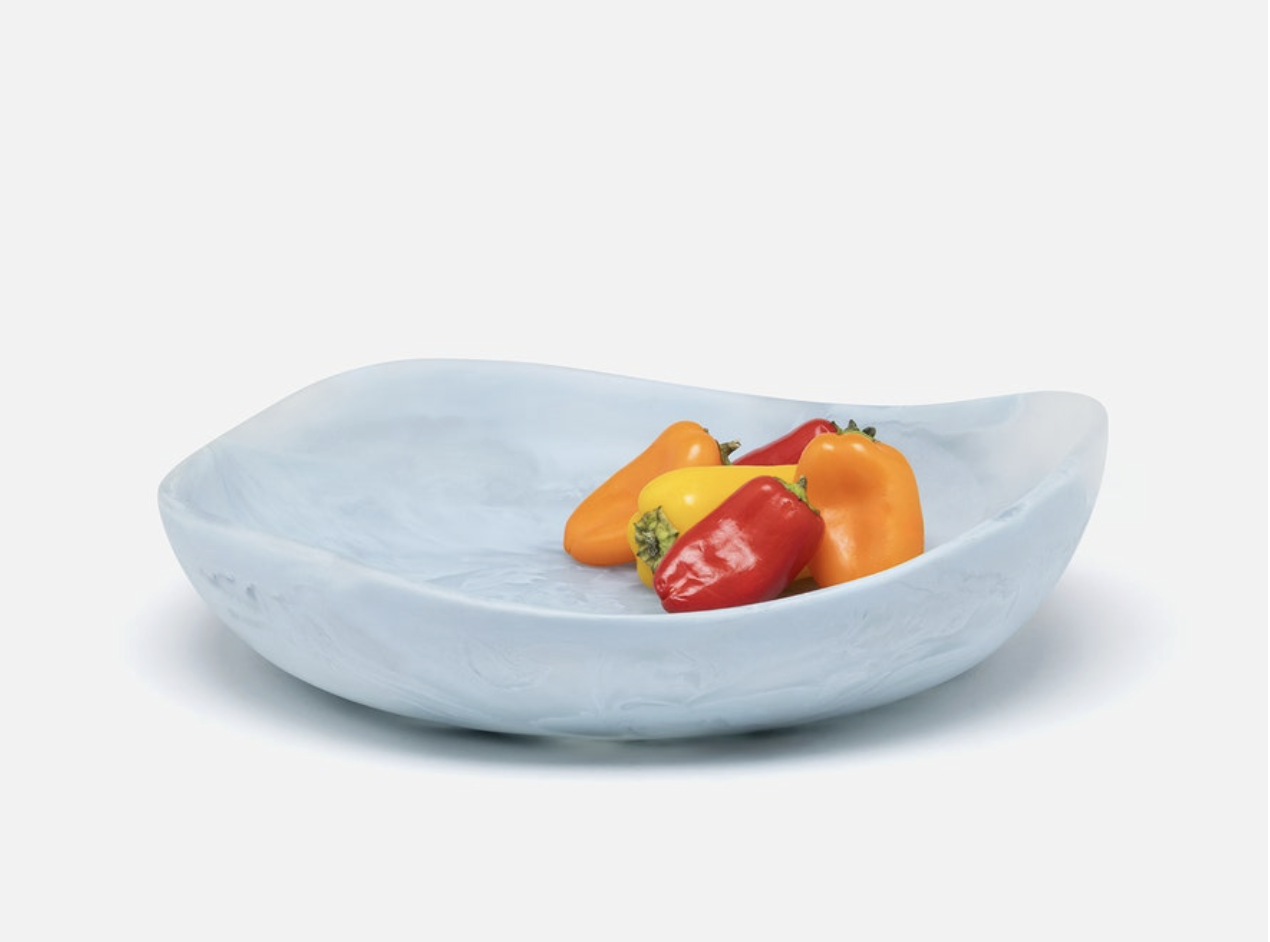 Blue Pheasant MAZZY, Pastel Blue Swirled, Serving Bowls, Resin, Set/2