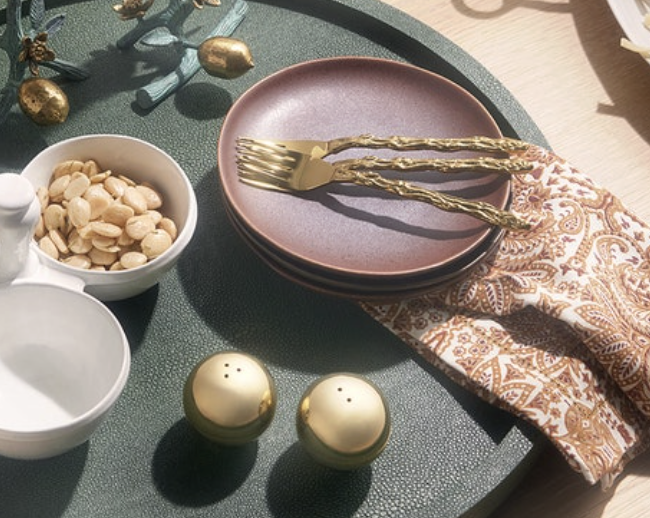 Blue Pheasant HELIOS, Polished Gold, 1 Set of Sphere Salt and Pepper Shakers