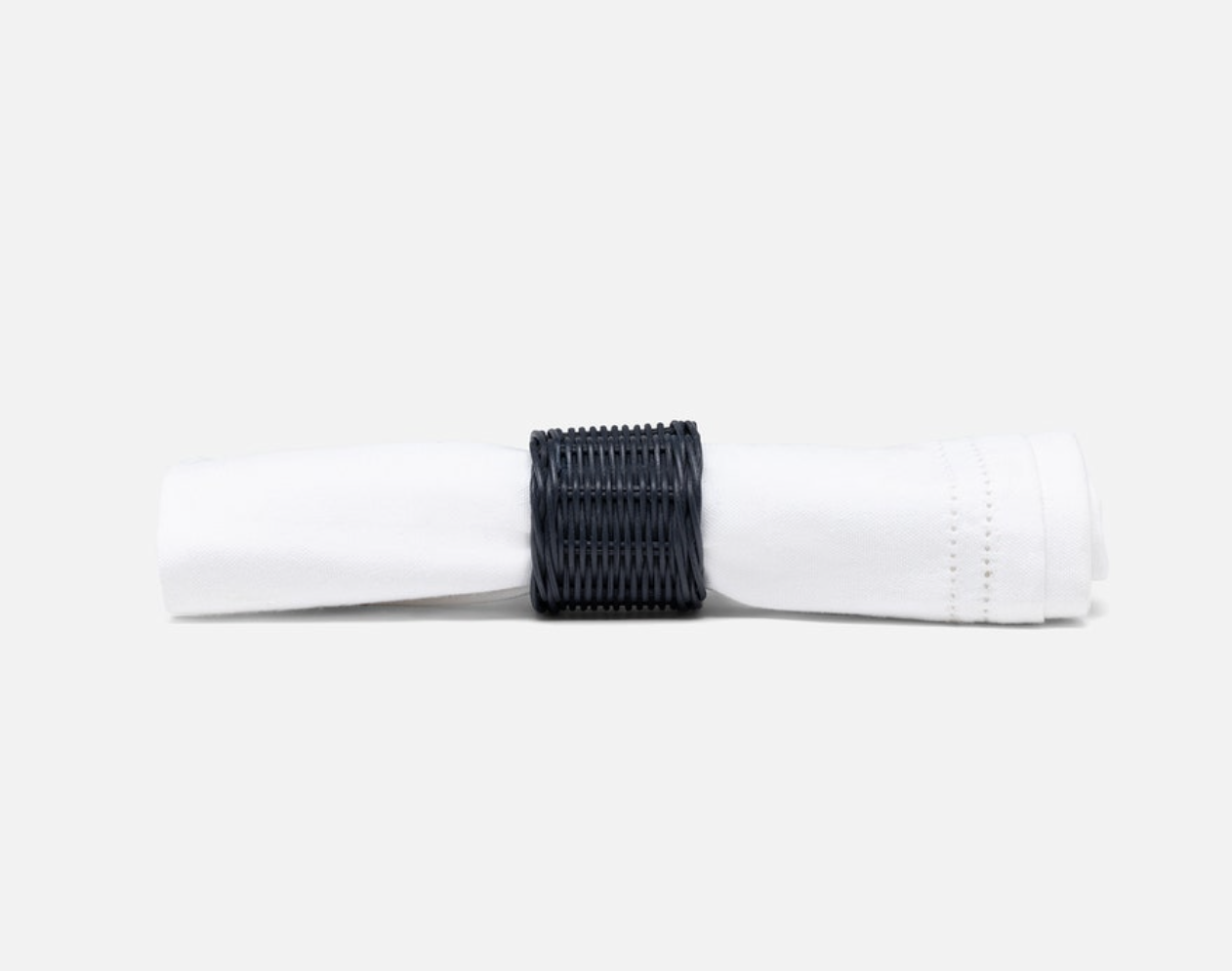 Blue Pheasant ANNMARIE, Navy, Woven Napkin Ring, Rattan, Boxed, Pack/4