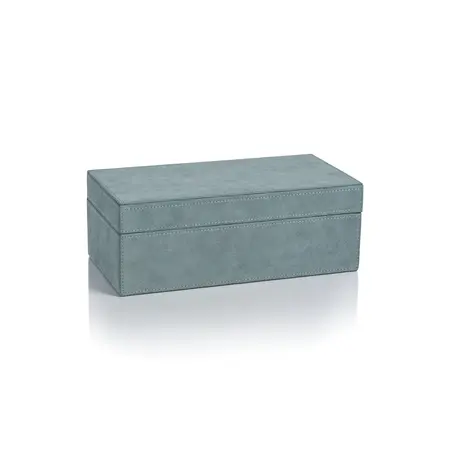 Zodax Suede Lux Box - Cote d'Azur Blue Rectangle