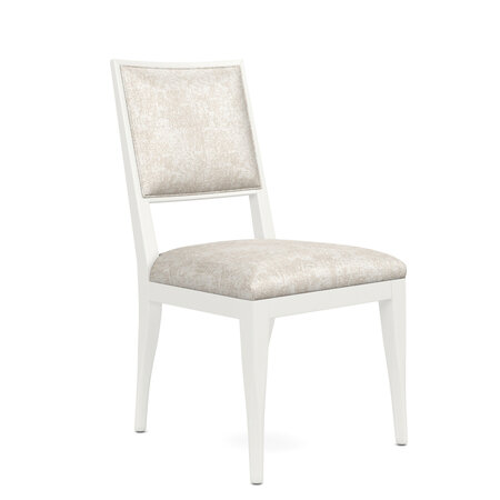 Made Goods Nelton Dining Chair Glossy White Wood/Volta Sand Upholstery