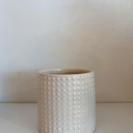 White Ceramic Textured Dotted Vase