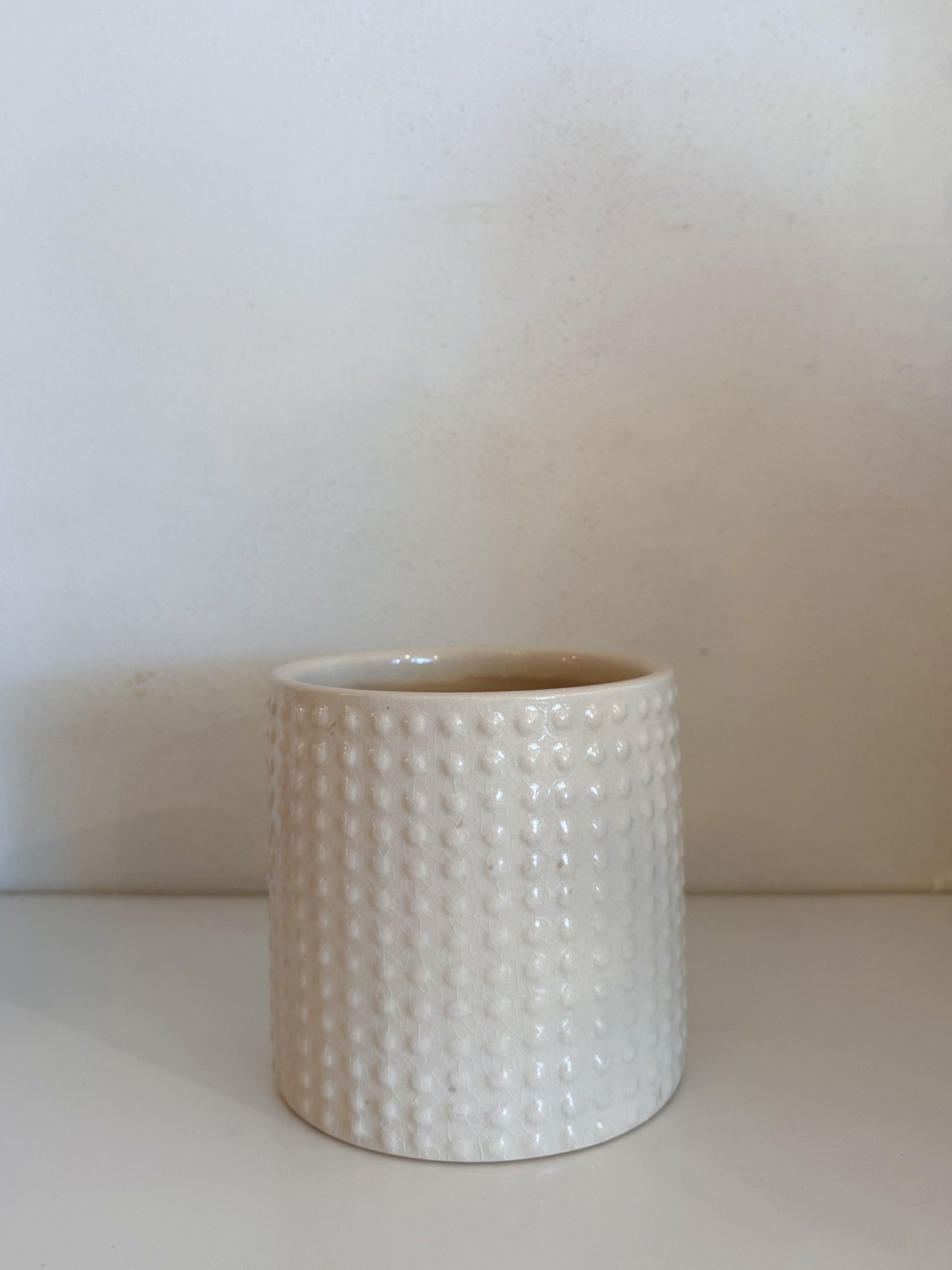 White Ceramic Textured Dotted Vase