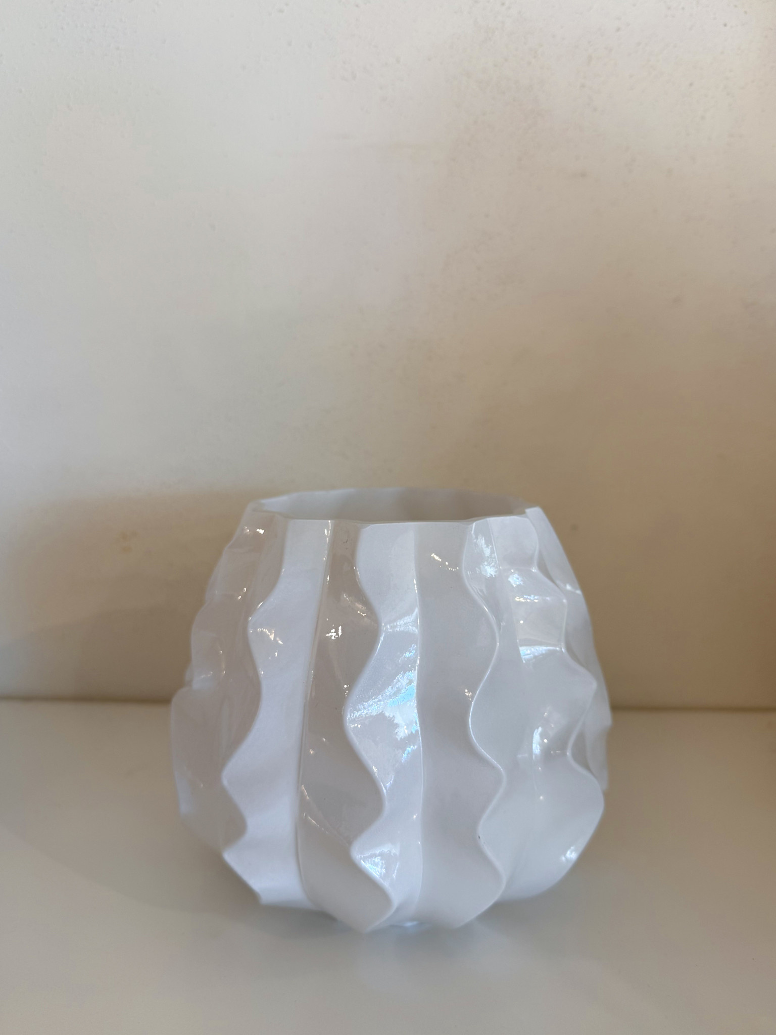 White Ceramic Wave Vase