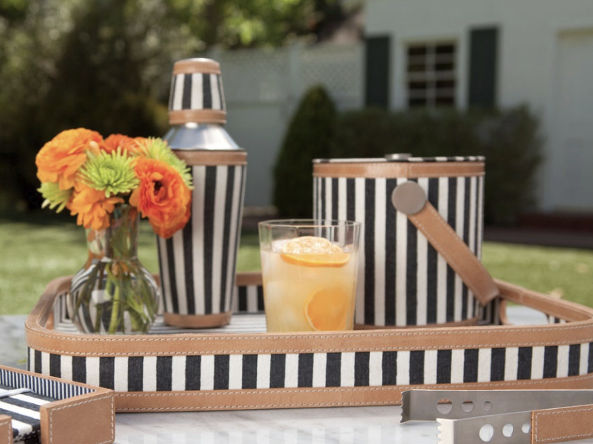 Blue Pheasant Hamilton Striped Canvas Cocktail Shaker