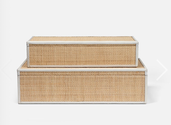 Made Goods Hammet White Raffia/Full Grain Leather Box
