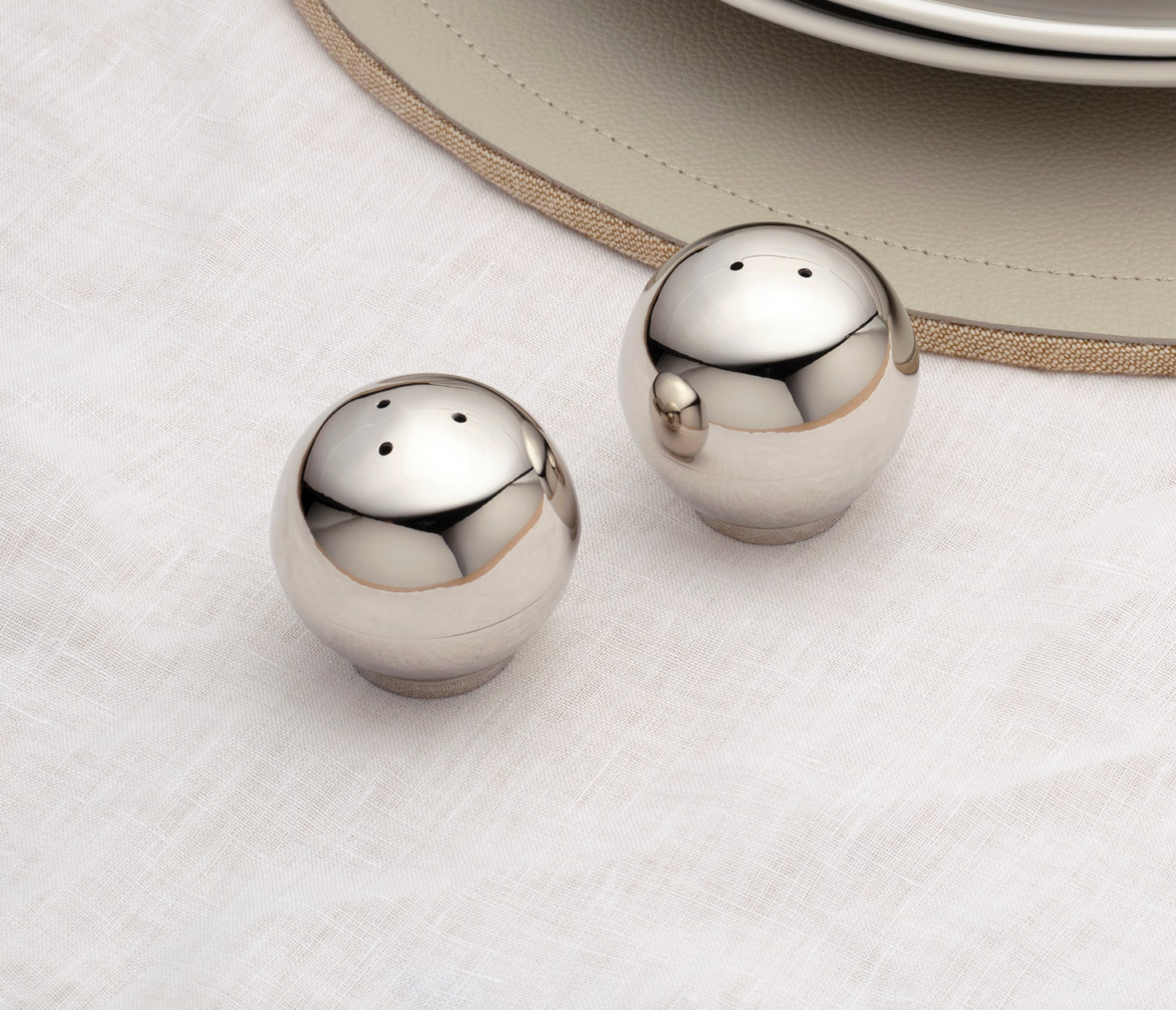 Blue Pheasant Helios Polished Silver Brass Salt & Pepper Shakers