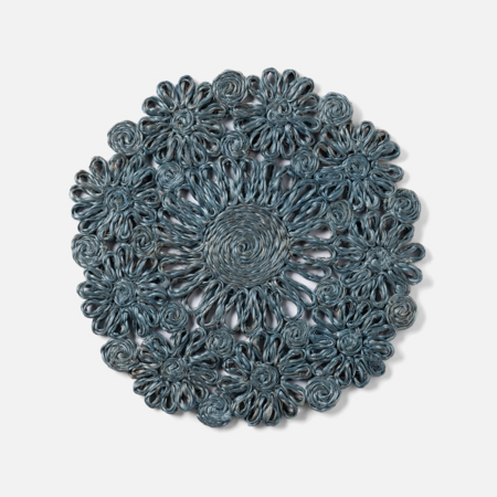 Blue Pheasant Eliana Dark Teal Round Floral Placemat