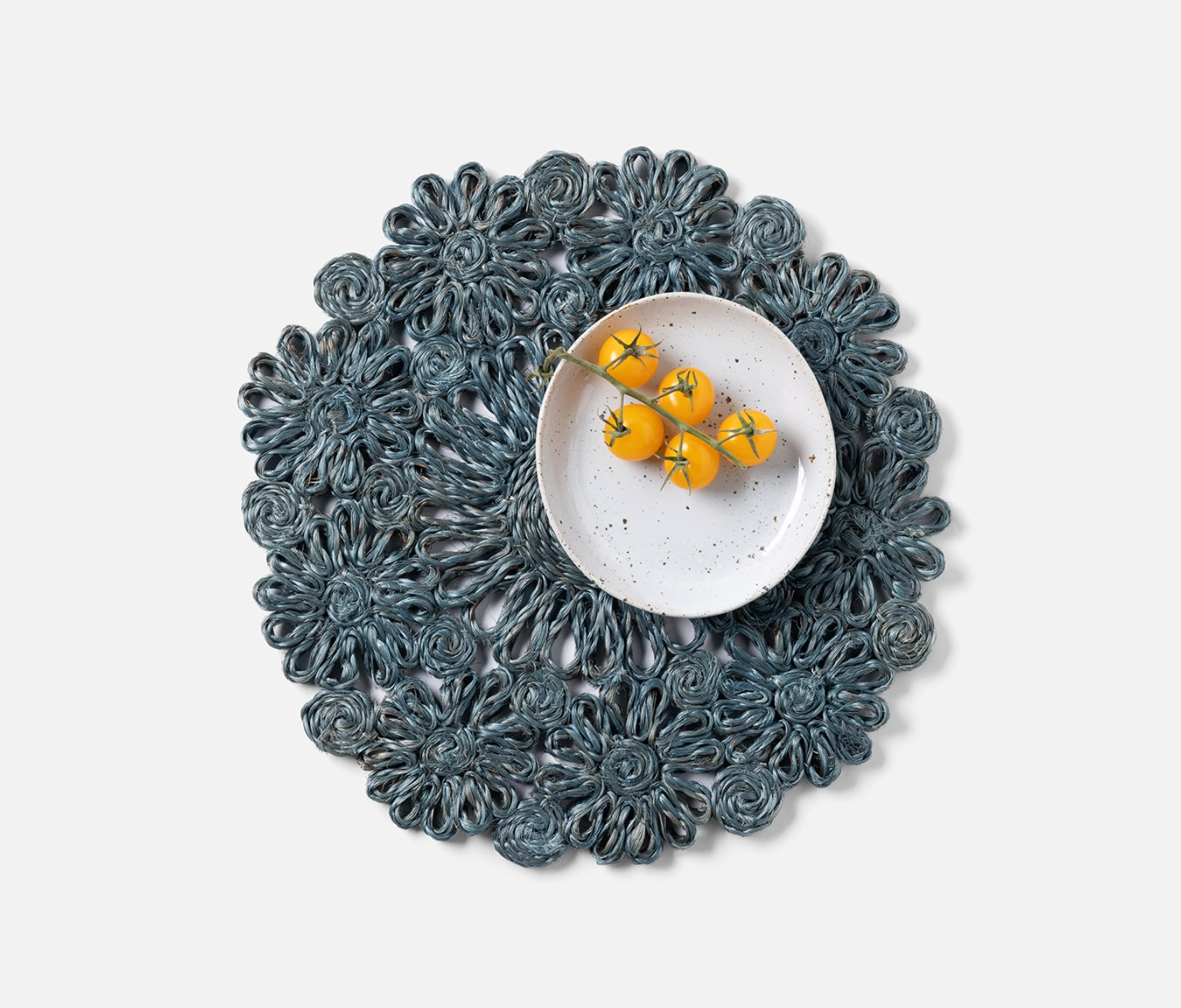 Blue Pheasant Eliana Dark Teal Round Floral Placemat