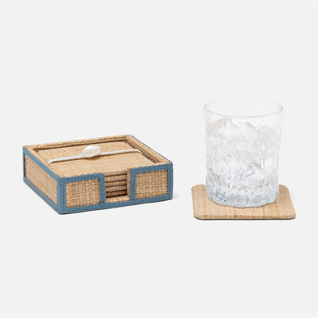 Blue Pheasant Gable Natural/Country Blue Coaster Set of 6