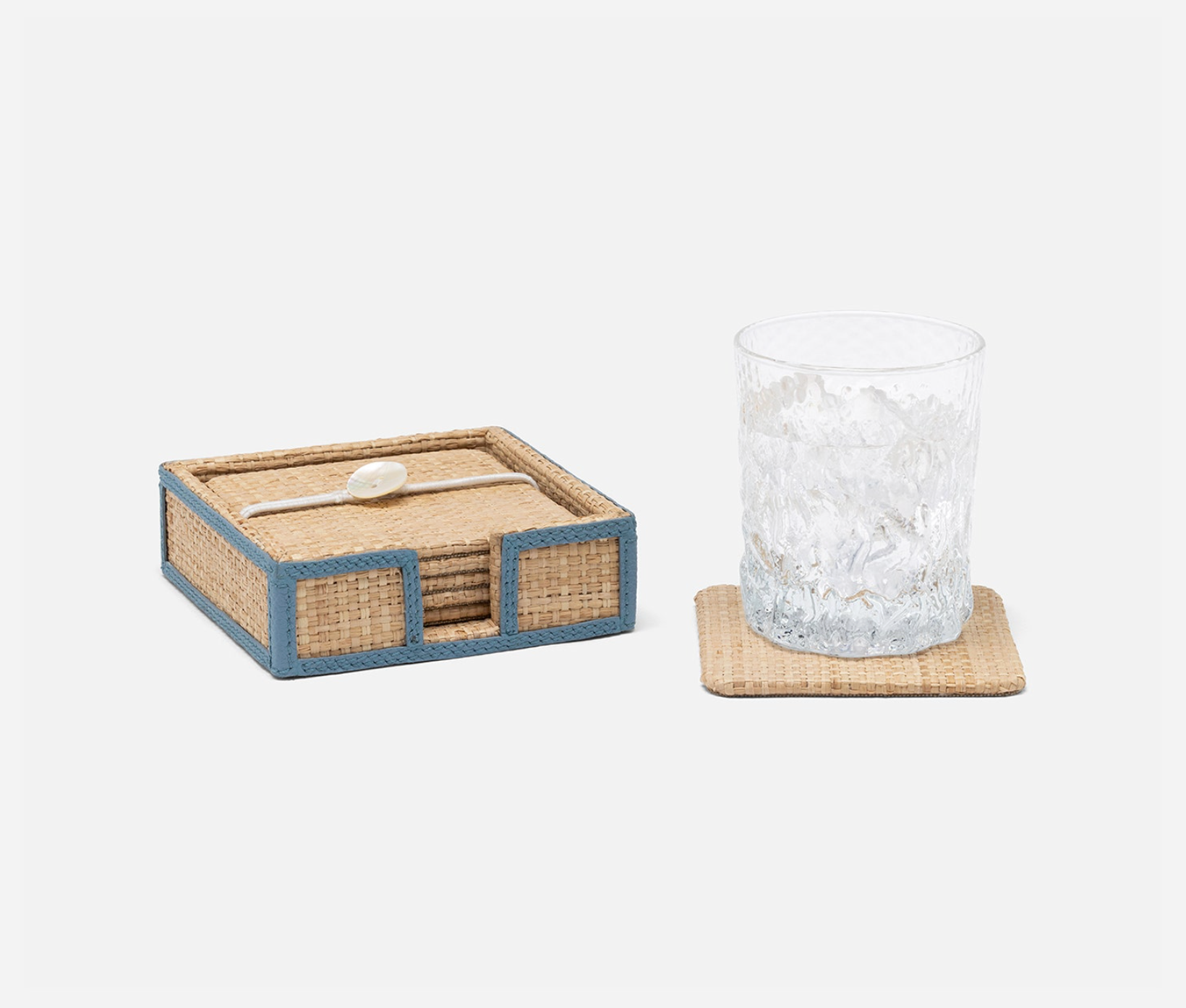 Blue Pheasant Gable Natural/Country Blue Coaster Set of 6