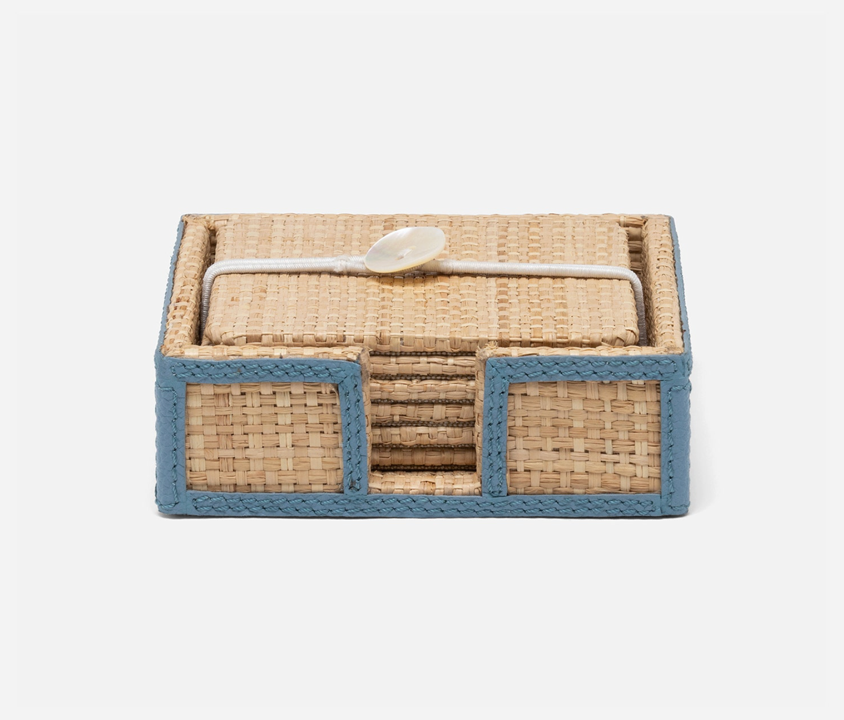 Blue Pheasant Gable Natural/Country Blue Coaster Set of 6