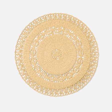 Blue Pheasant Soleil Natural Round Medallion Faux Rattan Placemat