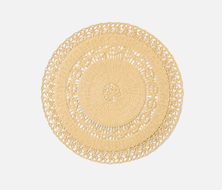Blue Pheasant Soleil Natural Round Medallion Faux Rattan Placemat