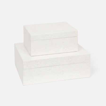 Made Goods Della White Lacquered Eggshell Box
