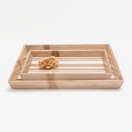 Pigeon & Poodle Ashford Bath Collection Striped Bamboo/White Resin