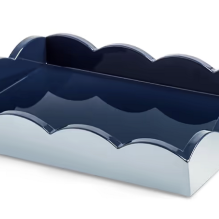 Addison Ross 11x8 Scallop Tray Pale Denim & Navy