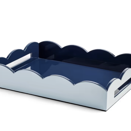 Addison Ross 17x13 Scallop Tray Pale Denim & Navy