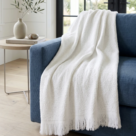 Anaya Home Blissful Bamboo White Throw