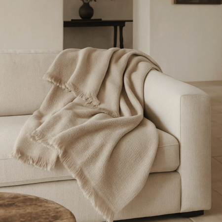 Anaya Home Blissful Bamboo Beige Throw